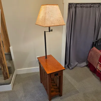 Leick Home Wooden Side Table Floor Lamp (BLR-JS)