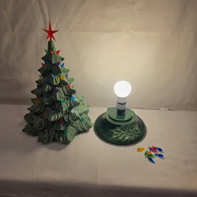 Ceramic Lighted Christmas Tree w/ Base (BLR-JS)