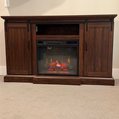 Twin-Star Media Console w/ Electric Fireplace (BLR-JS)