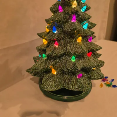 Ceramic Lighted Christmas Tree w/ Base (BLR-JS)