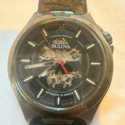 Bulova Automatic 21 Jewels Skeleton Watch (PB-MG)