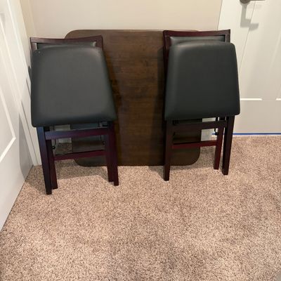 Stakmore Folding Wooden Table & Two Folding Chairs (UD-MG)
