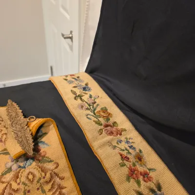 Antique Floral Needlepoint Bell Pulls (G-JS)