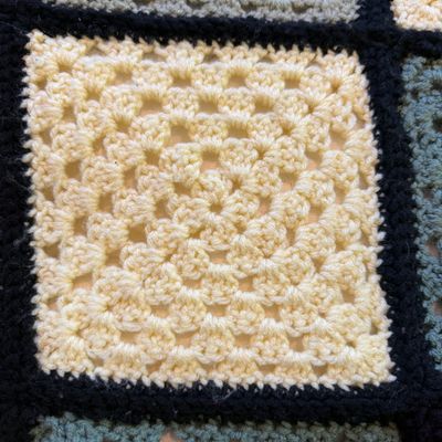 Pair of Crocheted Granny Square Afghan Blankets (PB-MG)