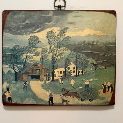 Grandma Moses Thunderstorm Wood Mounted Art Print (PB-RG)