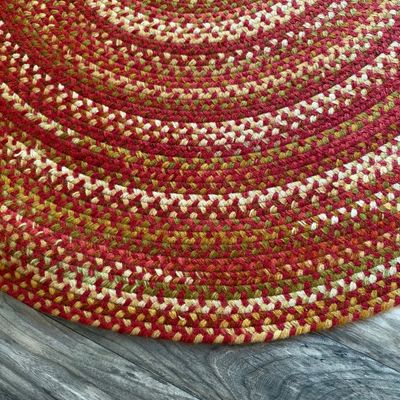 Oval Braided Area Rug in Rust Earth Tones (P-RG)