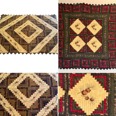 Two Donna Sharp Patchwork Quilts w/ Pinecone Motif (PB-RG)