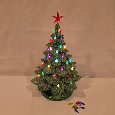 Ceramic Lighted Christmas Tree w/ Base (BLR-JS)