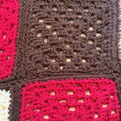 Pair of Crocheted Granny Square Afghan Blankets (PB-MG)