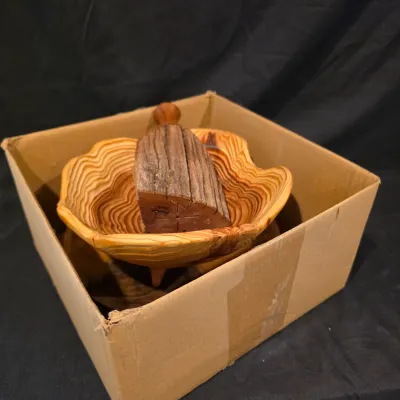 Three Artisan Hand-Turned Wood Vessels (G-JS)
