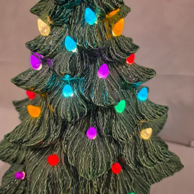 Ceramic Lighted Christmas Tree w/ Base (BLR-JS)