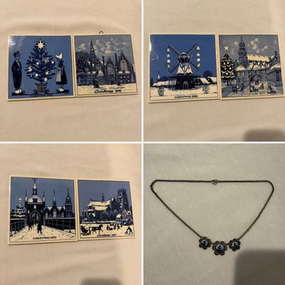 Delft Ceramic Christmas Tiles & Delft Style 835 Necklace (BLR-MG)