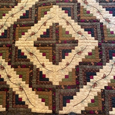 Two Donna Sharp Patchwork Quilts w/ Pinecone Motif (PB-RG)