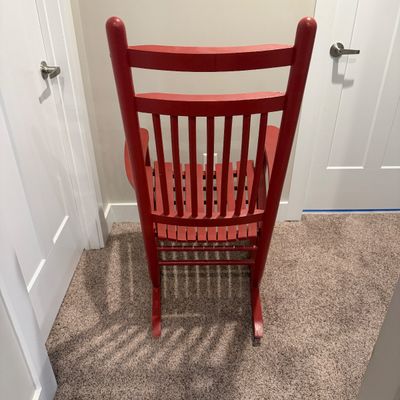 Red Painted Wooden Rocking Chair (UD-MG)