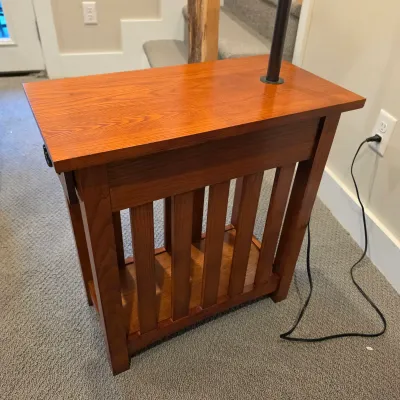 Leick Home Wooden Side Table Floor Lamp (BLR-JS)
