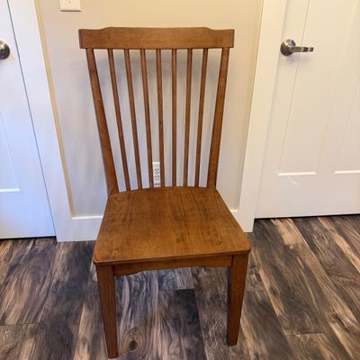 Four Wooden Spindle Back Dining Chairs (LR-MG)