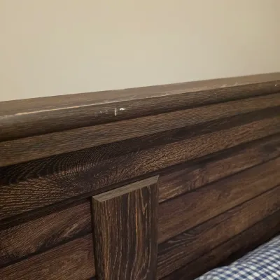 Rustic Dark Wood Queen Bed Frame w/Headboard & Footboard (BB-JS)