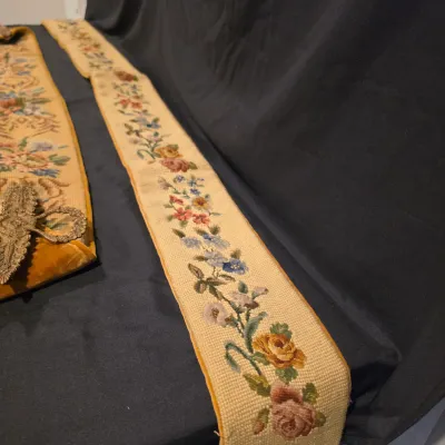 Antique Floral Needlepoint Bell Pulls (G-JS)