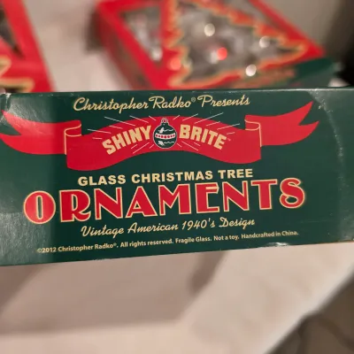 Shiny Brite Glass Christmas Ornaments w/Storage Box (BLR-JS)