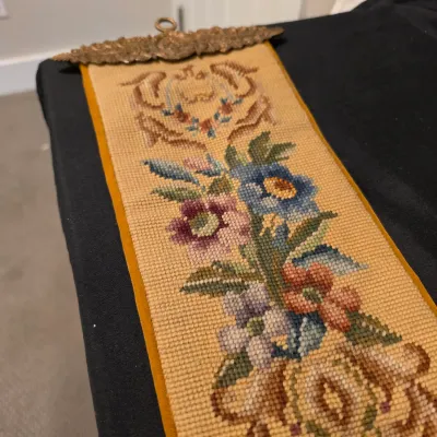 Antique Floral Needlepoint Bell Pulls (G-JS)
