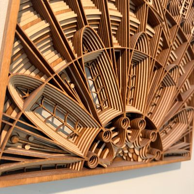All Nature Seems At Work Signed Layered Laser-Cut Wood Mandala Art (PB-MG)