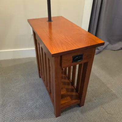 Leick Home Wooden Side Table Floor Lamp (BLR-JS)