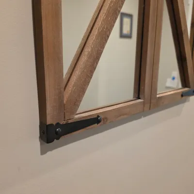 Aspire Home Accents Rustic Farmhouse Barn Door Mirror (BB-JS)
