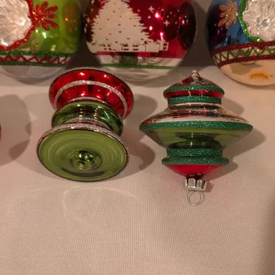 Shiny Brite Glass Christmas Ornaments w/Storage Box (BLR-JS)
