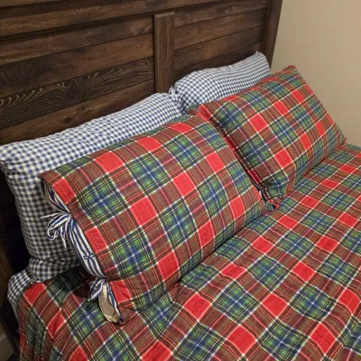 Rustic Dark Wood Queen Bed Frame w/Headboard & Footboard (BB-JS)