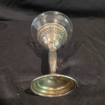 Sterling Silver & Etched Glass Cocktail Glasses (G-JS)