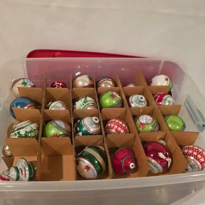 Shiny Brite Glass Christmas Ornaments w/Storage Box (BLR-JS)