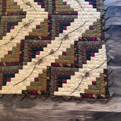 Two Donna Sharp Patchwork Quilts w/ Pinecone Motif (PB-RG)