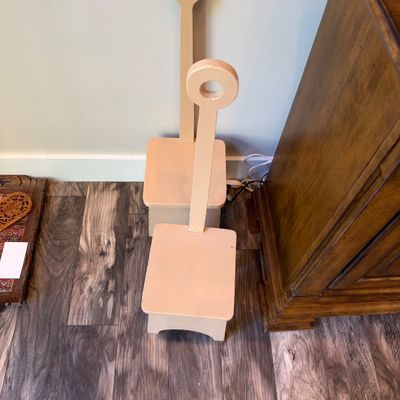 Pair of Painted Wooden High-Back Step Stools (LR-RG)
