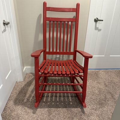 Red Painted Wooden Rocking Chair (UD-MG)