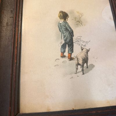 Good Luck Print featuring Boy and Pig (PB-MG)