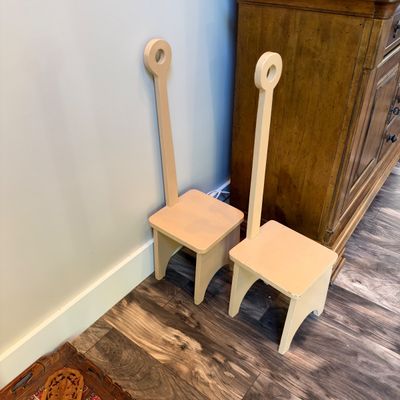 Pair of Painted Wooden High-Back Step Stools (LR-RG)