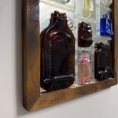 Pair of Melted Glass Bottle Framed Art (LR-RG)