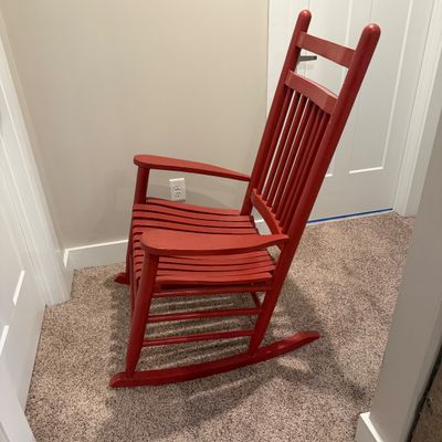 Red Painted Wooden Rocking Chair (UD-MG)