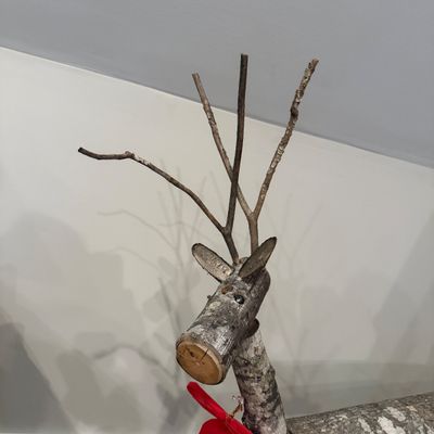 Rustic Wooden Birch Log Reindeer Figures (UD-MG)