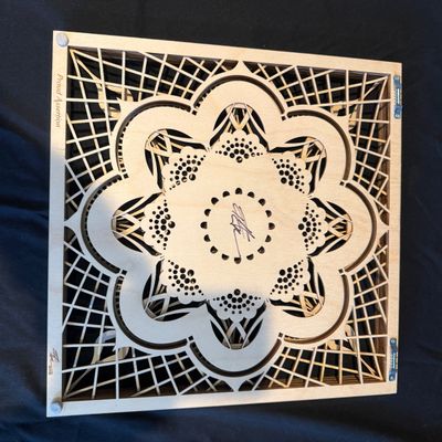 Layered Laser Cut Wood Mandala Signed Wall Art Titled “Proud Assertion” (PB-MG)