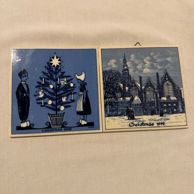 Delft Ceramic Christmas Tiles & Delft Style 835 Necklace (BLR-MG)