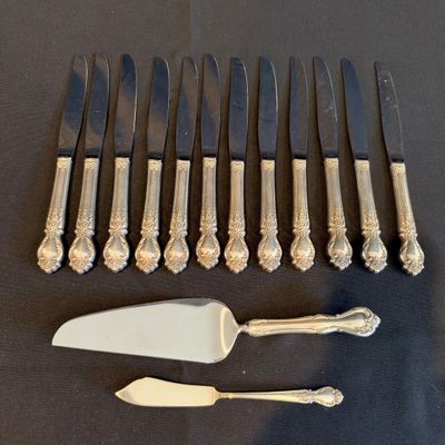 Large Set of International Sterling Brocade Flatware & Serving Pieces (K-RG)