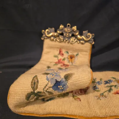 Antique Floral Needlepoint Bell Pulls (G-JS)