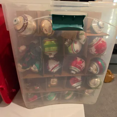 Shiny Brite Glass Christmas Ornaments w/Storage Box (BLR-JS)