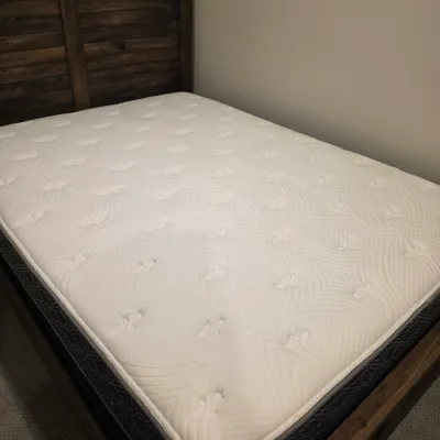 Rustic Dark Wood Queen Bed Frame w/Headboard & Footboard (BB-JS)