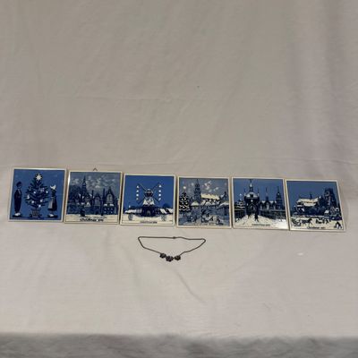 Delft Ceramic Christmas Tiles & Delft Style 835 Necklace (BLR-MG)