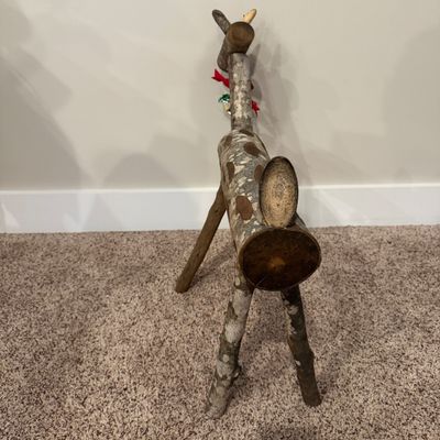 Rustic Wooden Birch Log Reindeer Figures (UD-MG)
