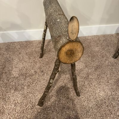 Rustic Wooden Birch Log Reindeer Figures (UD-MG)