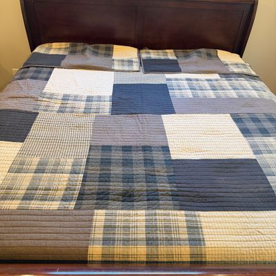 King Sized Woolrich Plaid Patchwork Quilt Bedspread & Pillow Shams (PB-MG)