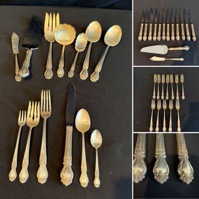 Large Set of International Sterling Brocade Flatware & Serving Pieces (K-RG)